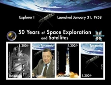 Tanzania 2009 - Space Exploration, Satellites, 50 Years - Sheet of 4v - 2540 MNH