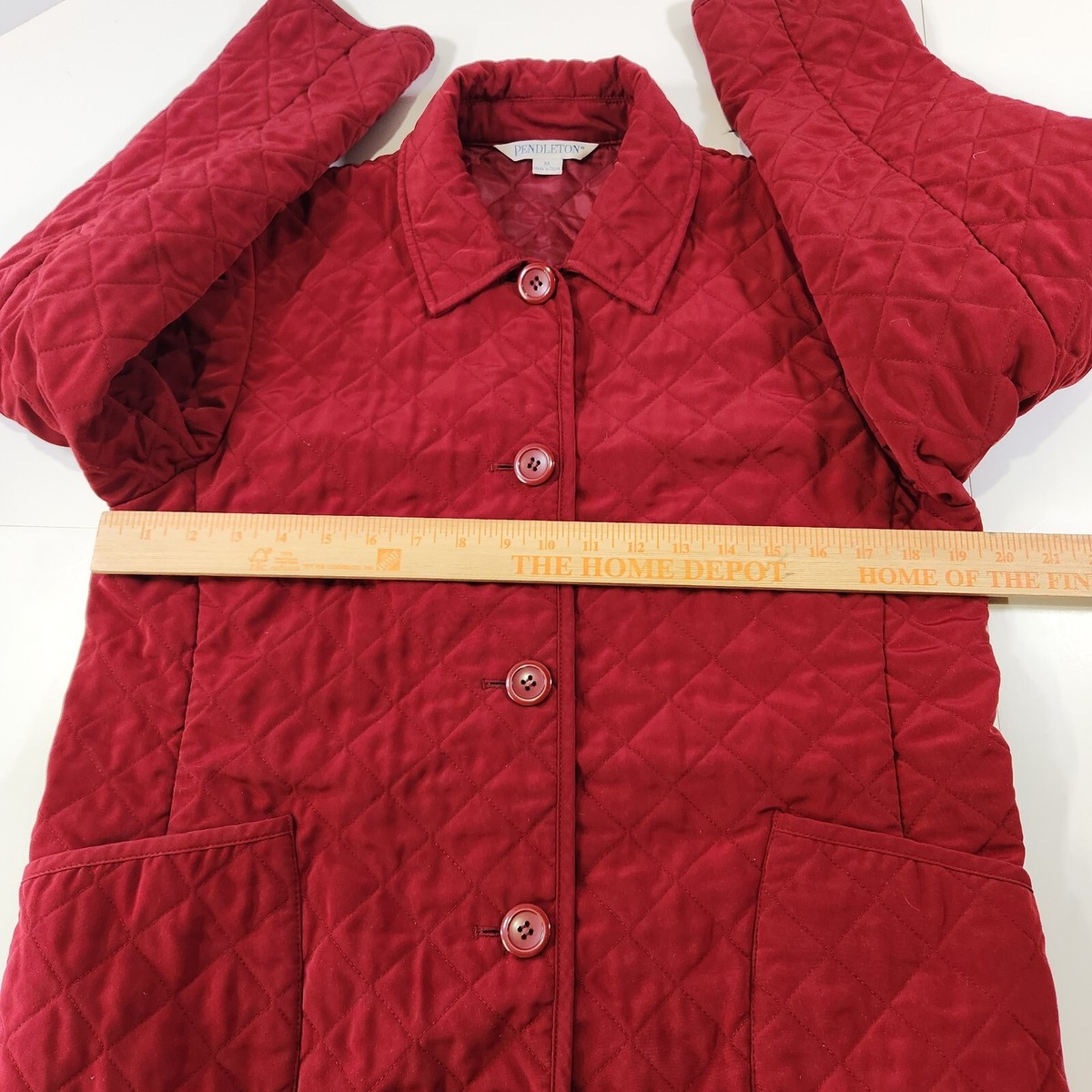 Pendleton Womens Size M Diamond Quilted Chore Jacket Coat Red Button Up Outdoor View 6
