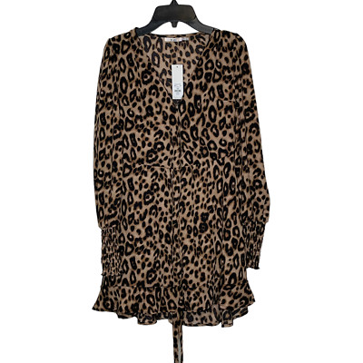Francesca's Mi Ami Womens Slip Dress Size XXS Brown Leopard Cheetah Print New