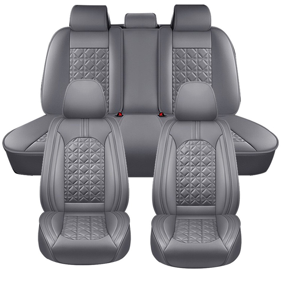 Full Set Leather Car Seat Cover 5-Seat Front + Rear Protectors For Toyota RAV4
