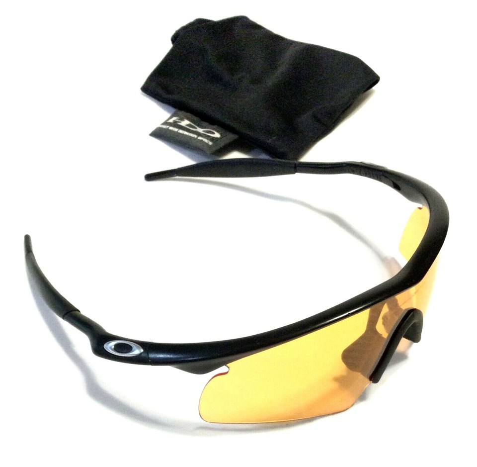 RARE OAKLEY M FRAME SUNGLASSES Black Frames w/ HI Orange Iridium Hybrid