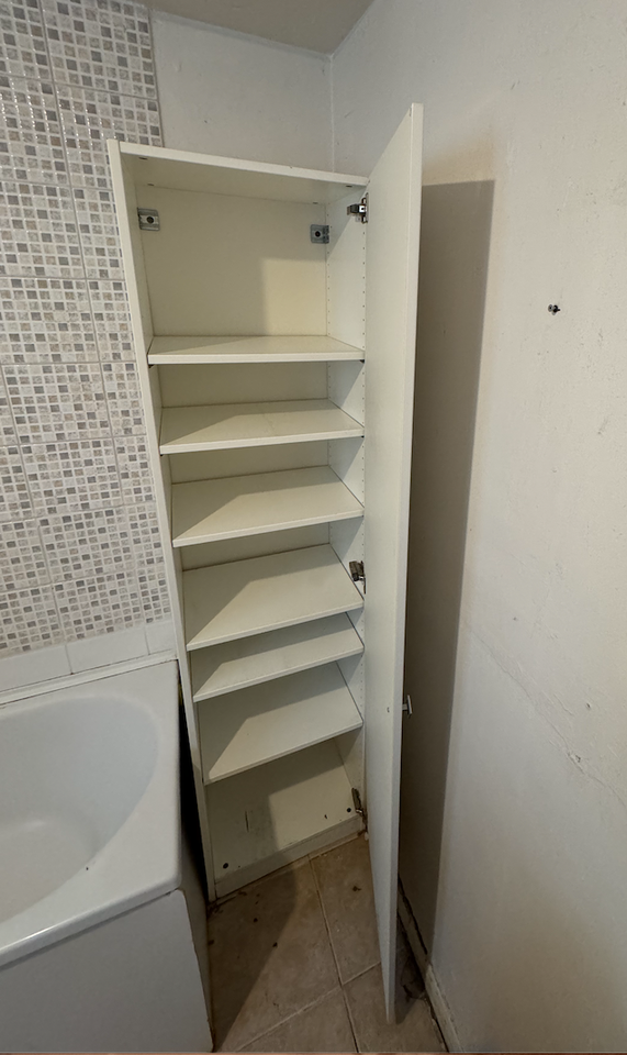 Bathroom Tall Unit White Gloss Soft Close Door Floor Standing