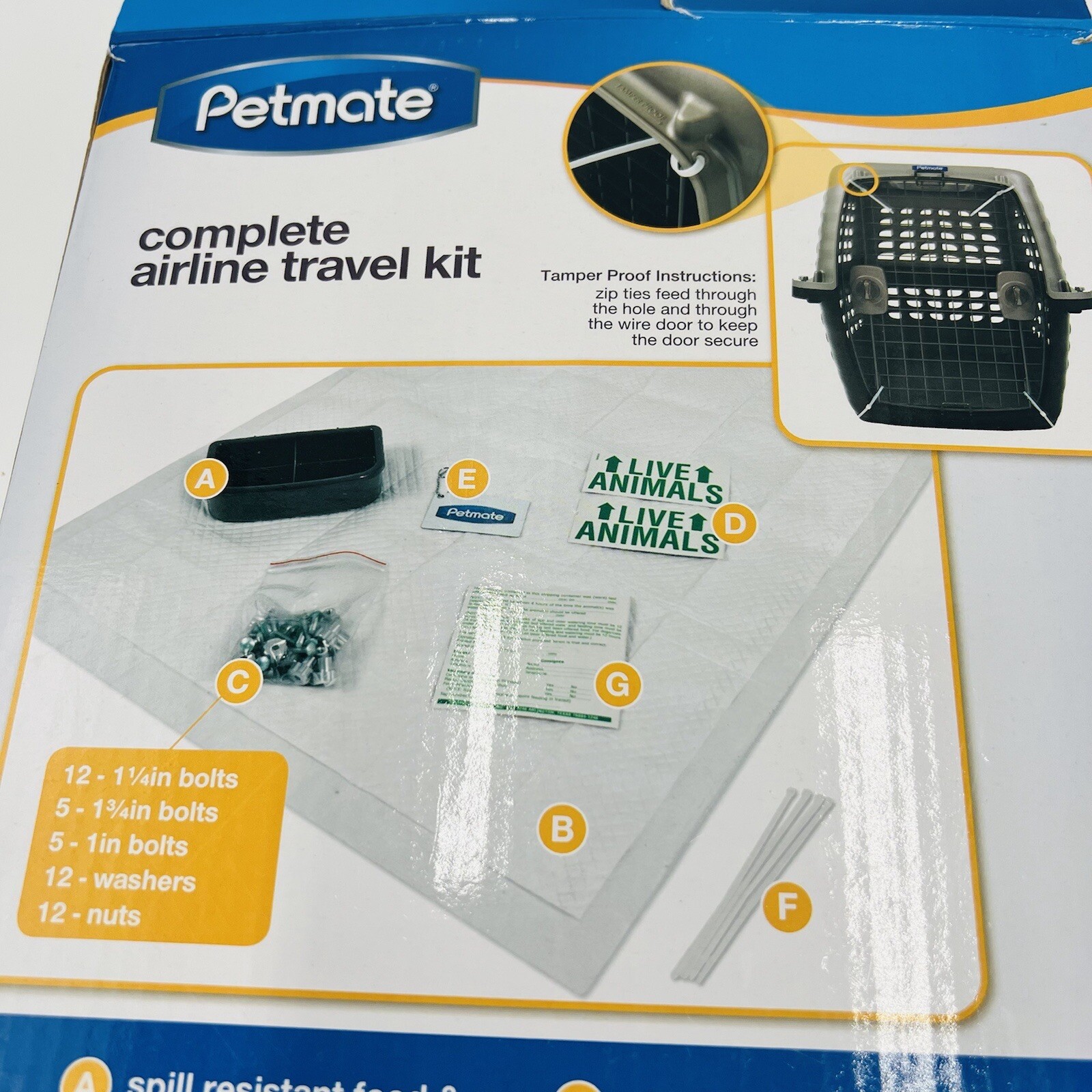 Petmate Complete Airplane Travel Kit Pet Dogs Cats Safe Pads ID Live