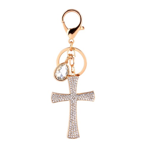 Cross Crystal Rhinestone Key Ring Charm Pendant Purse Bag Cute Keychain HighQ - Picture 10 of 12