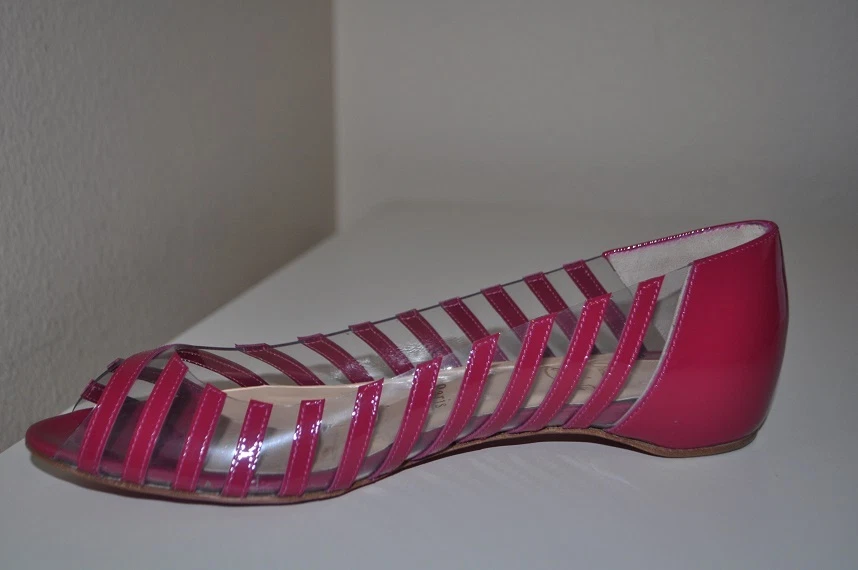 NUEVO EN CAJA Zapatos planos Christian Louboutin A6 PVC Specchio ROSA/claros punta abierta 37.5 - 7 Foto 2 de 4