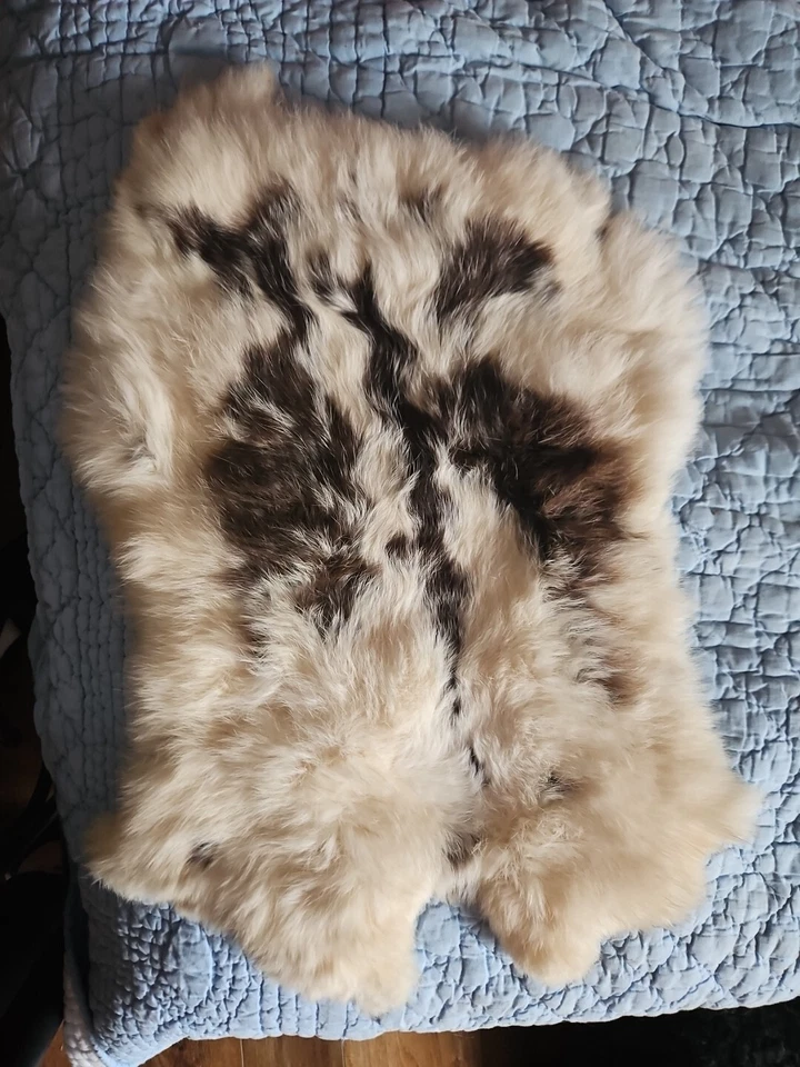 Piel de conejo natural blanco y marrón 14"x10" manualidades proyectos decoración EE. UU.  Foto 2 de 4