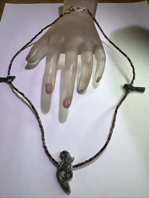 SUPER OLD ZUNI FETISH MICRO HEISHI BEAD JADE TURQUOISE NECKLACE