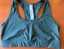 Fabletics Green Solid Wireless Pullover Racerback Support running Bra W/Pocket