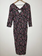 VTG Young Edwardian Cottage Floral Maxi Dress 3/4 Sleeve Floral Prairie Sz 13