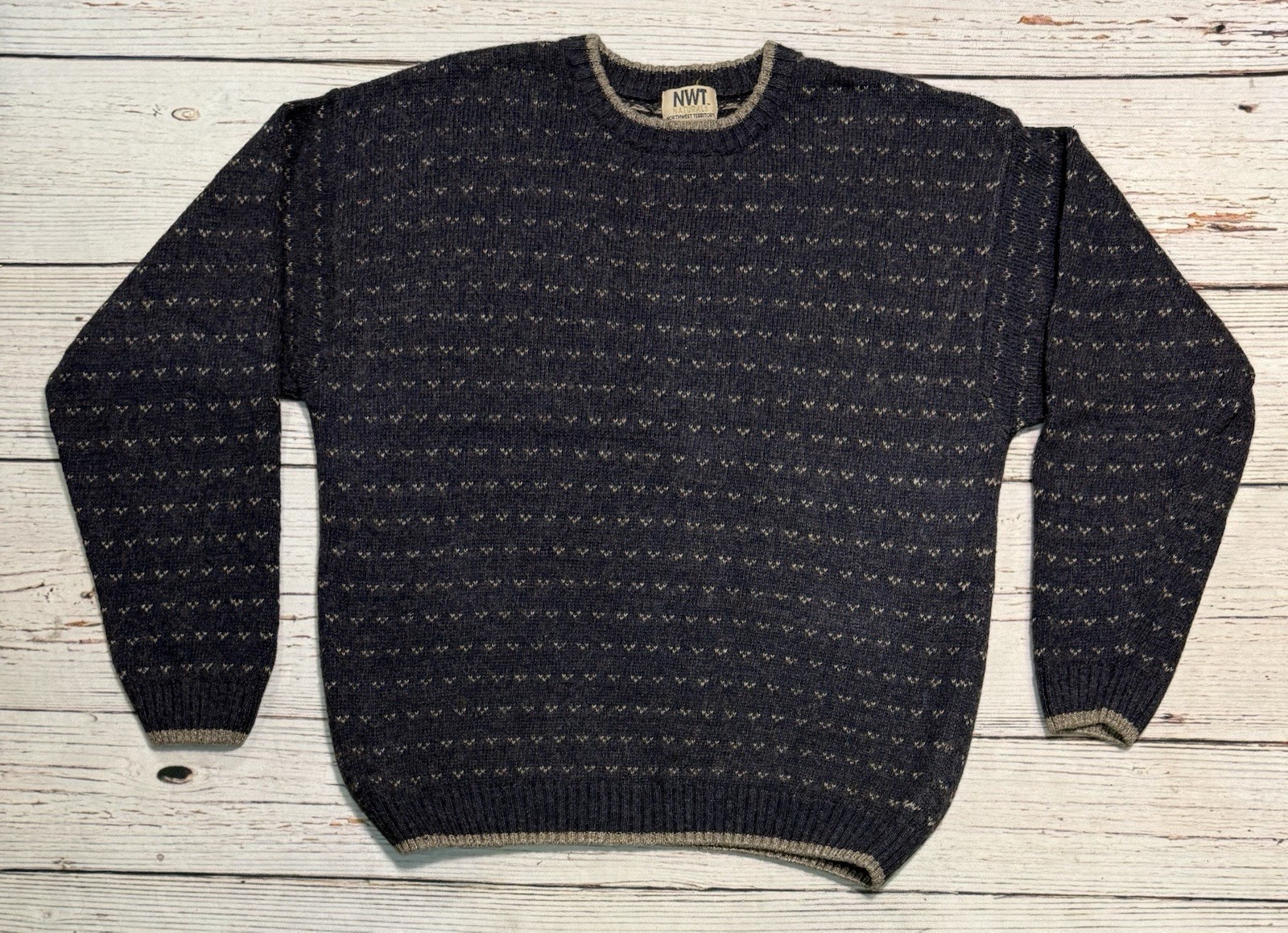 Vtg Northwest Territory Sweater Men’s Sz L Blue Wool Blend