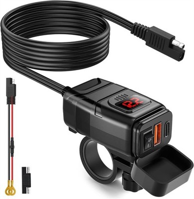 Motorcycle Phone Charger, 6.4A Dual USB Type C PD & Quick Charge 3.0 Motorcycle