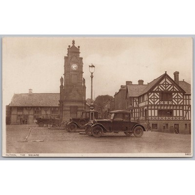 RUTHIN Denbighshire alte Autos auf der Uhr Postkarte