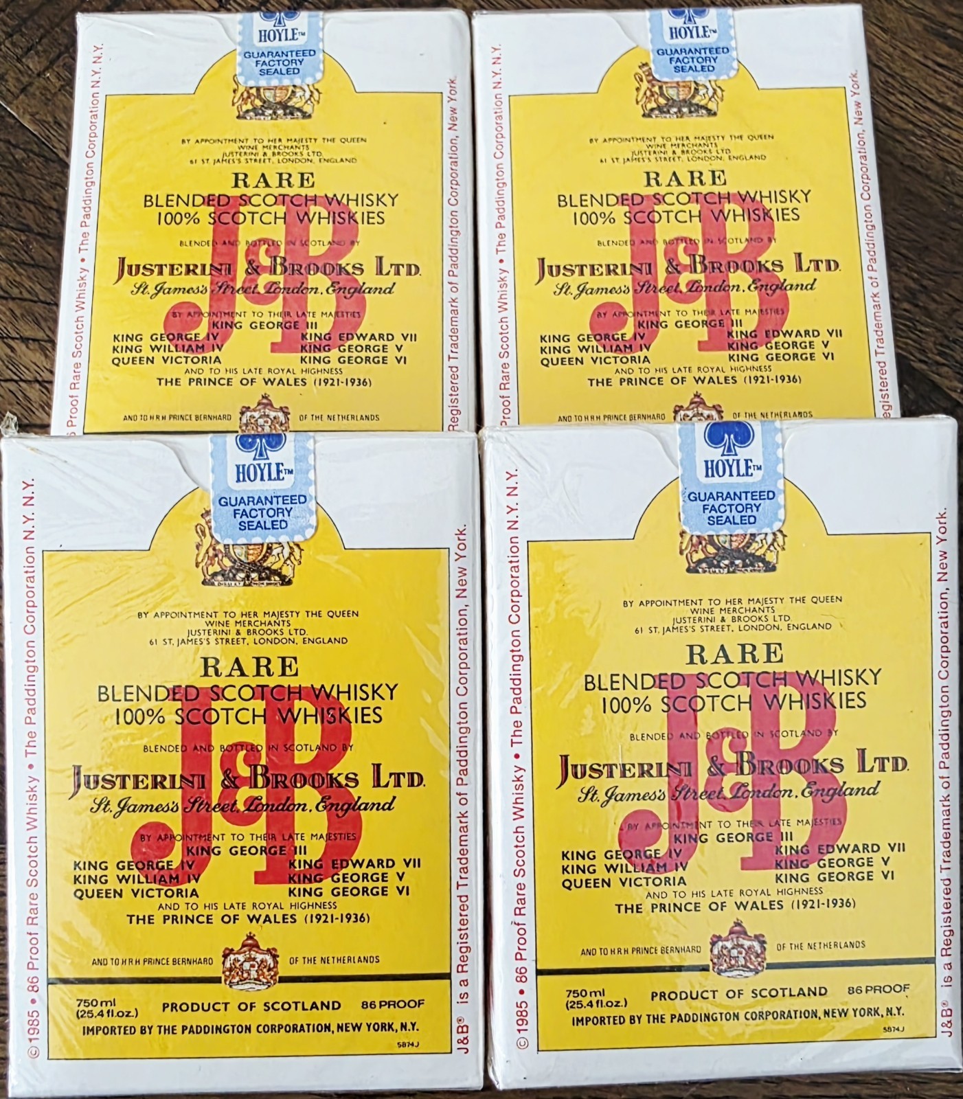 Rare Vintage Hoyle J&B Scotch Whisky Playing Card Sets: 4 Factory Sealed Decks!