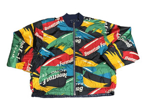 Benetton Formula 1スタジャンLサイズ Formula 1 Vintage Benetton Racing Team Green & Black Leather