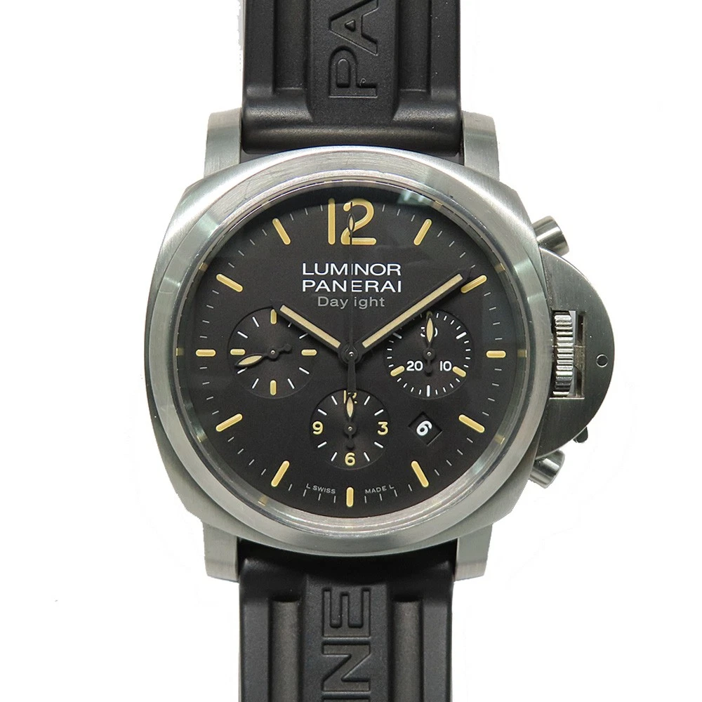 Panerai — Panerai Luminor PAM00356 43mm SS Black Dial Automatic Chronograph Watch #UW279