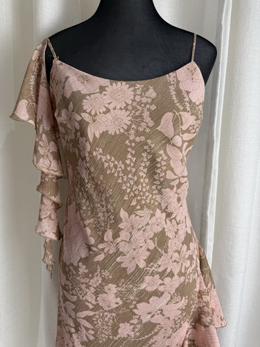 Mr K Champagne & Dusty Pink Chiffon Fully Lined Cocktail Formal Dress Size 10 - Picture 2 of 21