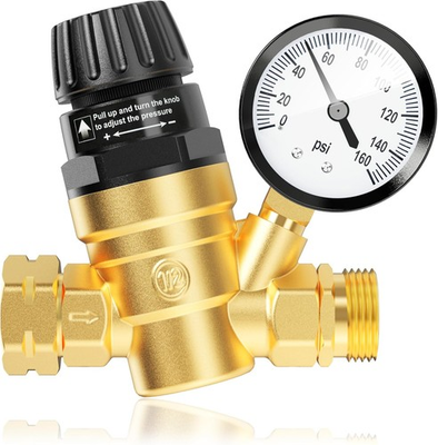 #ad RV Water Pressure Regulator Valve Brass Lead Free Adjustable Water Pressure Red $41.23