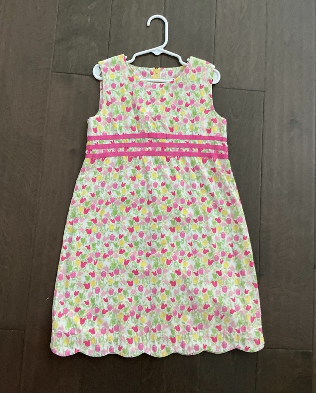 LILLY PULITZER-Sz.7-Girl’s Shift Dress-Tulips-Sleeveless-Scalloped Hem-Lined 