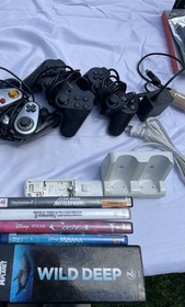 Untested Console Lot PS2 Wii DVDs Cords Controllers Accessories Bundle