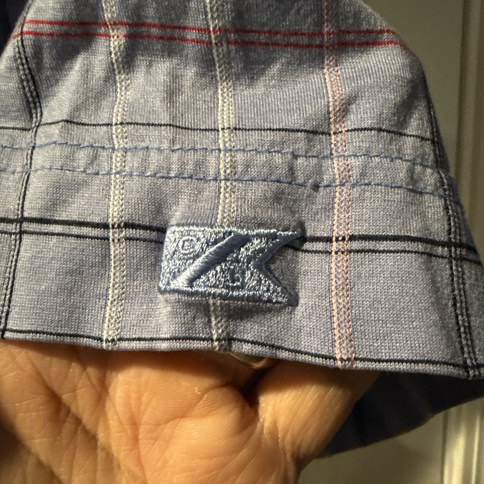 Cutter & Buck Polo Shirt Mens Med Blue Plaid Signature Collection short sleeve