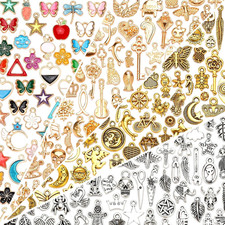 200Pcs Charms for Jewelry Making, Assorted Enamel Charms, Mixed Antique Gold Tib