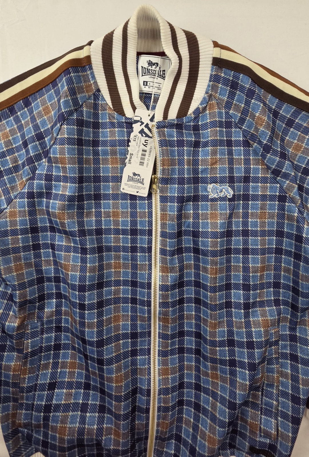 NWT Lionsdale London The Gentlemen Track Jacket Mens S Blue Plaid Colin Farrell image 2