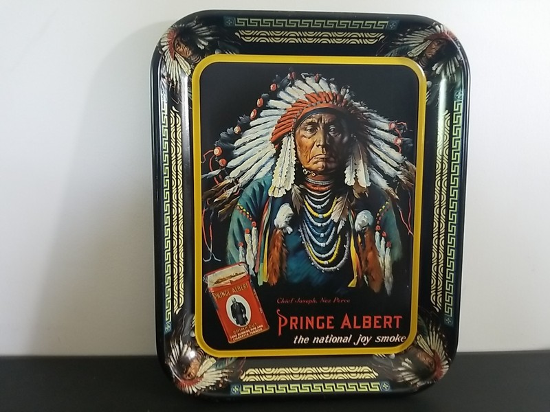Prince Albert Tobacco Tin Litho Tray w/ Chief Joseph NEZ PERCE Tribe Oregon
