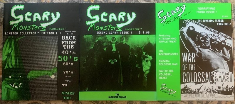 3 VINTAGE SCARY MONSTERS MAGAZINES    ISSUES 1, 2 and 3   NEAR MINT CONDITION