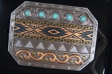 Ariat Western Belt Buckle ARIAT AZTEC MULTI-FINISHED TURQUOISE ACCENTS A37062