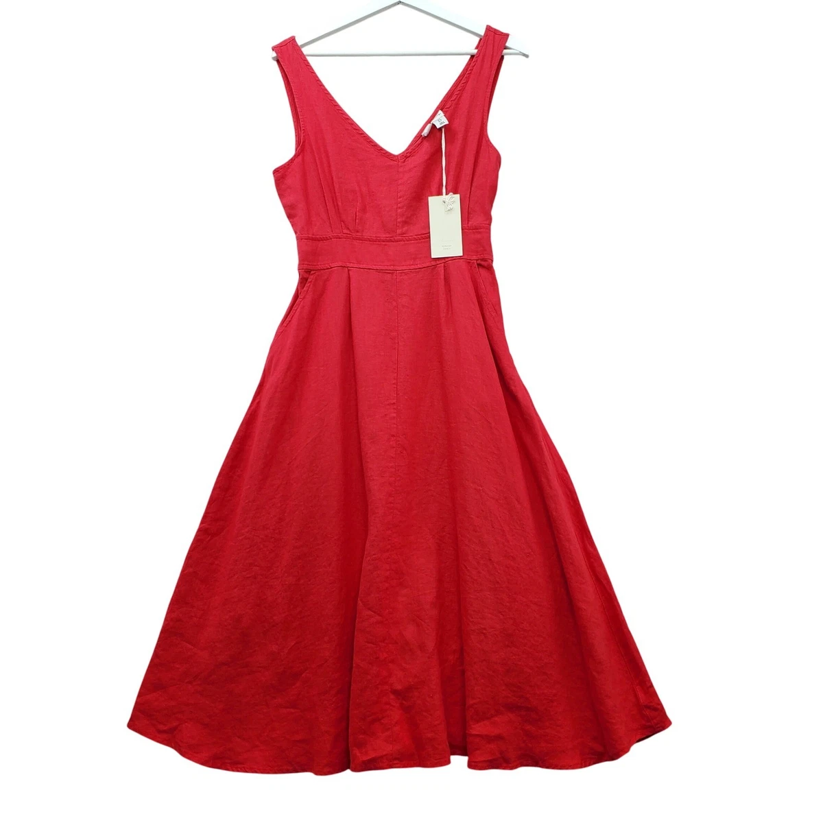 knee length dresses for ladies Rove Linen-Cotton Midi Dress - Back Details main image 1
