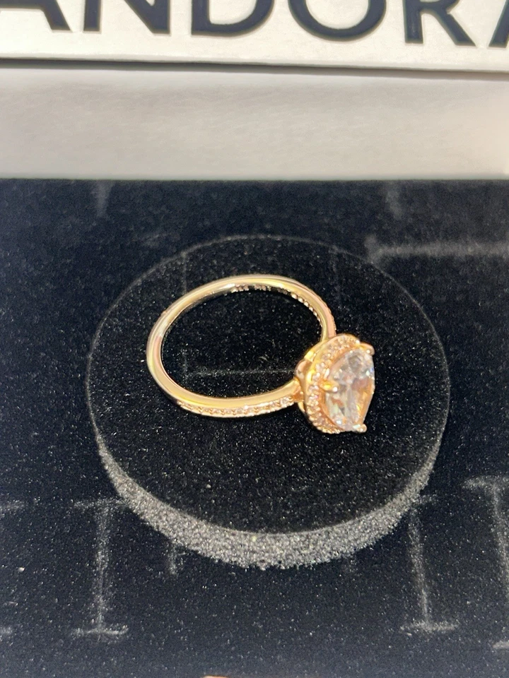 Auténtico Anillo Pandora Brillante Lágrima Halo Foto 4 de 4