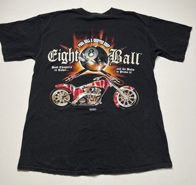 Vintage Eightball Chopper T Shirt Motorcycle Pool Hall Y2K Large 