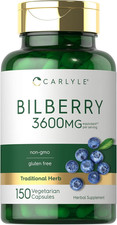 Bilberry Extract Capsules  3600Mg  150 Count  Vegetarian, Non-Gmo, Gluten Fre