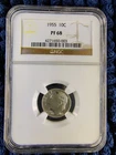 1955 Proof Roosevelt Dime 10C - Philadelphia - NGC PF 68 - Mintage 378,200