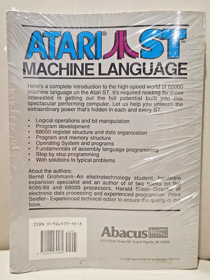 Atari ST Machine Language; ABACUS # 4 - Book - NOS 9780916439484 | eBay UK