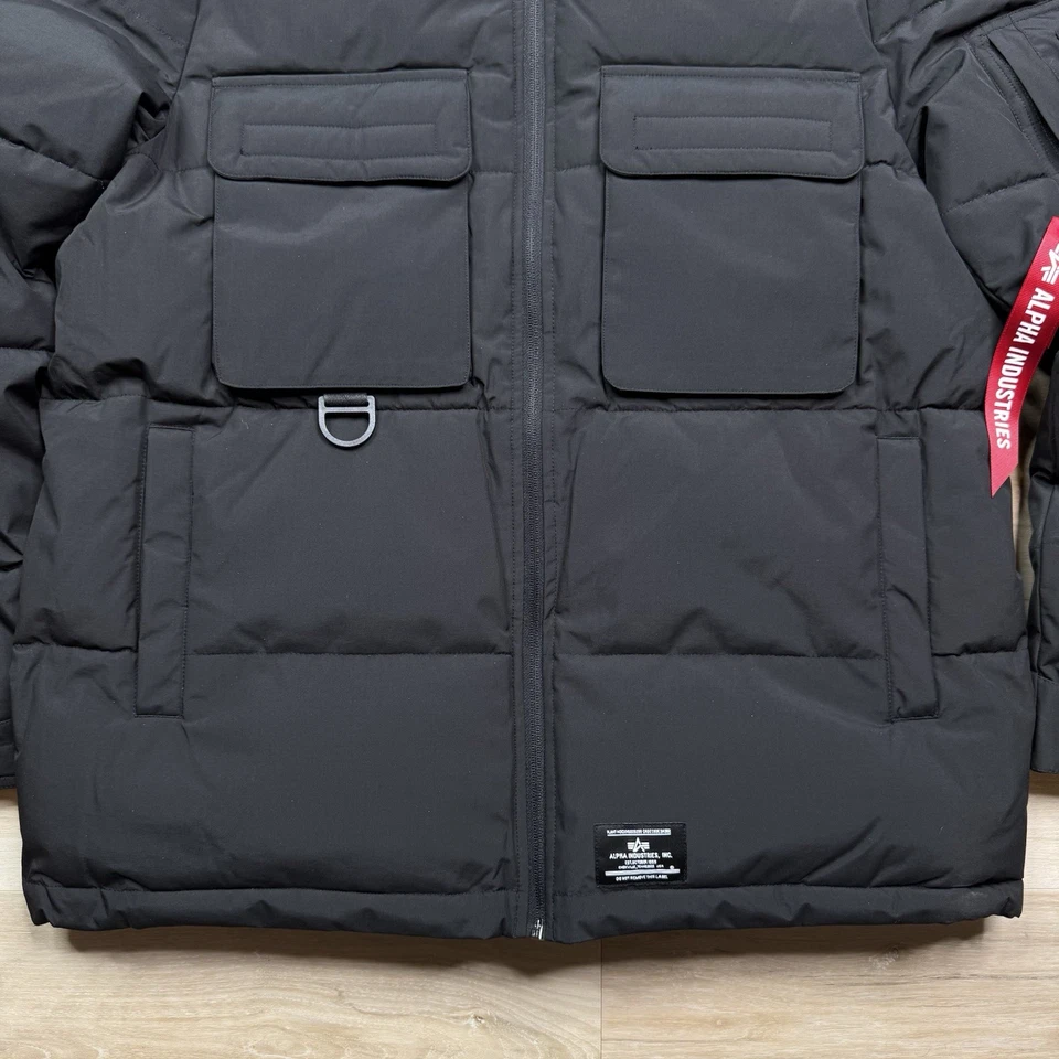 Alpha Industries Hooded Insulated Puffer Jacket - Men's Size Large - Black - Image 3 of 4
