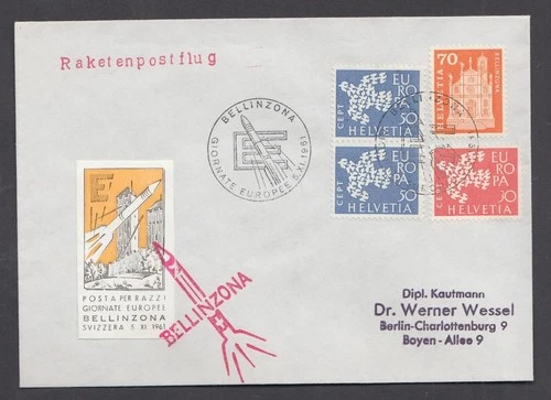 Lot #55 - Switzerland FDC 1961 Rocketpost Bellinzona