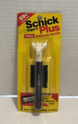 Schick Super 2 Plus Pivoting Razor W/ 2 Cartridges Vintage Shaving In Package