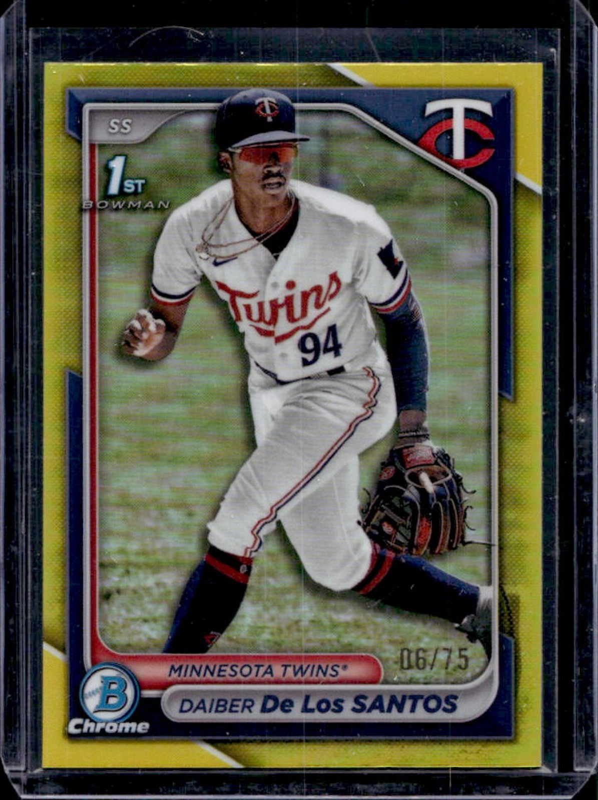 2024 Bowman Chrome Daiber De Los Santos Yellow Refractor 1st Prospect #6/75