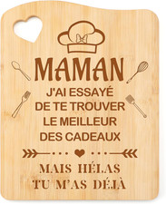 Planche a Decouper Bambou Cadeau Maman Fete des Meres Anniversaire Original