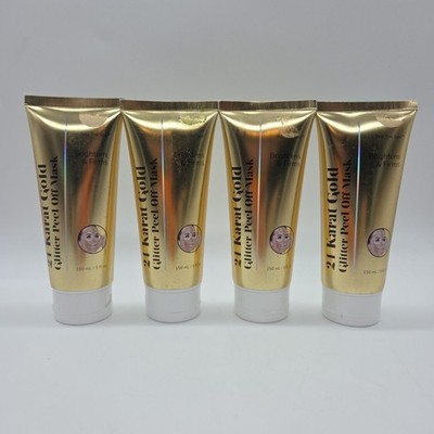 Lot Of 4 SKIP THE SPA 24k Gold Glitter Peel Off Mask Brightens & Firms Skincare
