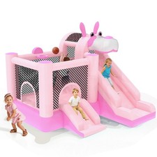 Inflatable Bounce House with 2 Slide Blower for Kids, Wet Dry Bounce Castle-PK