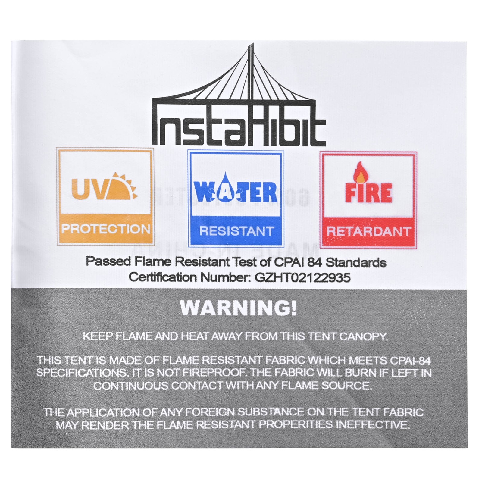 InstaHibit 1 Pack Side Wall for 10x15 Ft EZ Pop Up Canopy Tent UV50+ Zipper Lawn