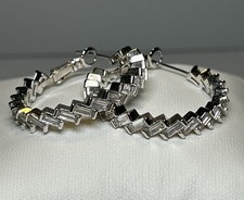 Baguette Hoop Earrings 925 QZ