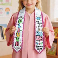Personalized Class of 2026 Stole, Custom Preschool Kindergarten Graduation Sash