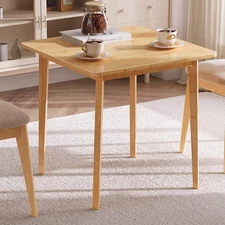 Bamboo Dining Table, Square Dining Table for 2, 27.6" Kitchen Table for Small...