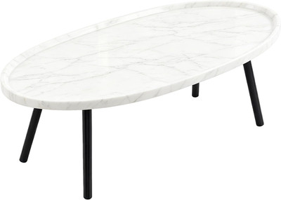 Elegant 47'' White Oval Nesting Wooden Coffee Table for Living Room