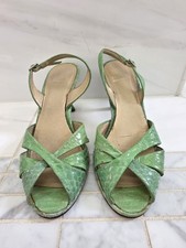Vintage Stuart Weitzman Snake Embossed Python Green Heels Shoes 5 5.5