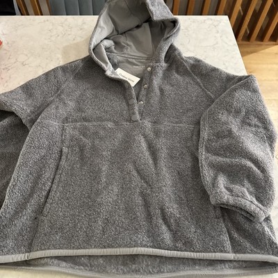 OUTDOOR VOICES Gray Mega-Fleece Pullover Snap Hoodie Jacket L- New With Tag