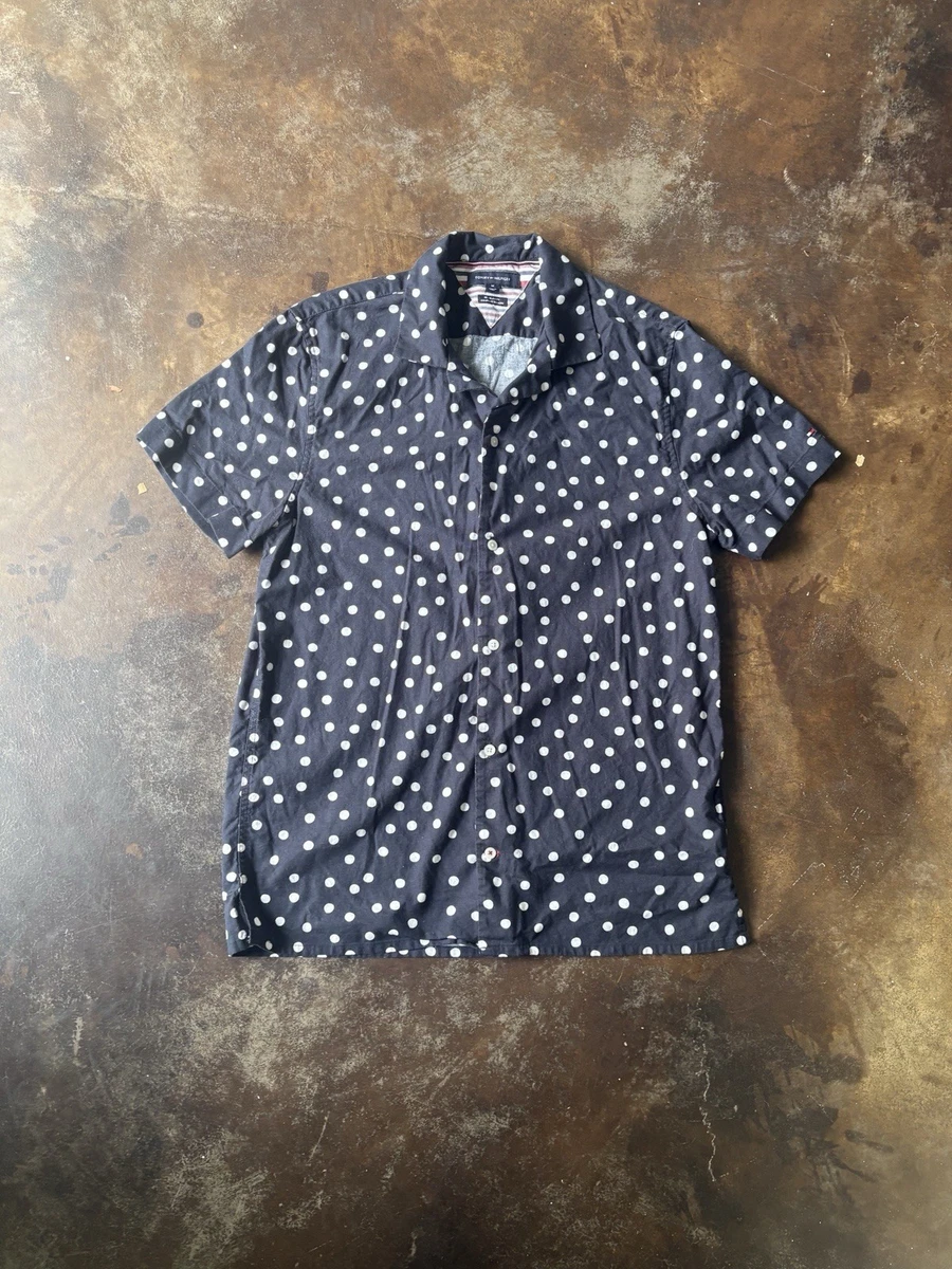 Polka Dot Short Sleeve Regular Fit Casual Button-Down Shirts for